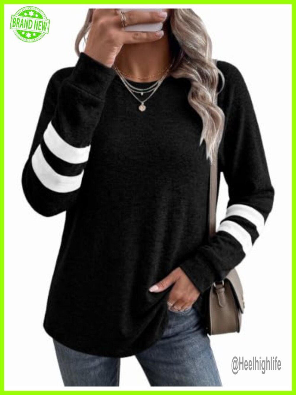 Desol Women Crewneck Striped Long Sleeve Tunic Sweatshirt Casual Fall Pullover